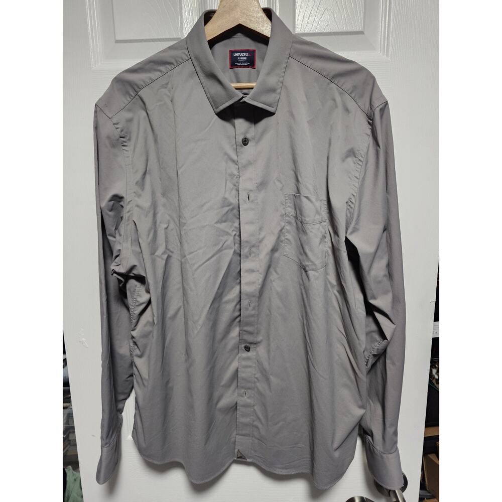 UNTUCKit Dress Shirt Men's XL Gray Long Sleeve Nylon Relaxed Fit